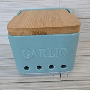 Ceramic Turquoise Garlic Keeper